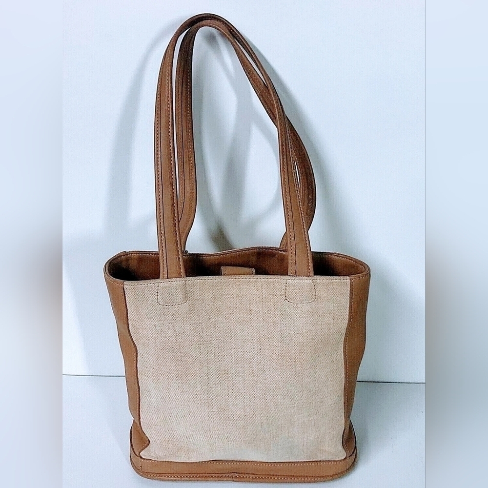 Coach 6122 Bleeker Tan Leather & Canvas Tote – Vintage, Made in USA EUC - Picture 4 of 9